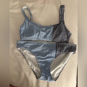 Aerie blue strip bikini set